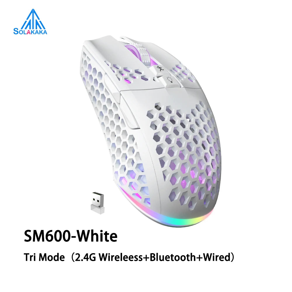 SM600 Wireless Gaming Mouse Ergonomic Design Rechargeable 3-Mode Connection Macro Software Zero Latency