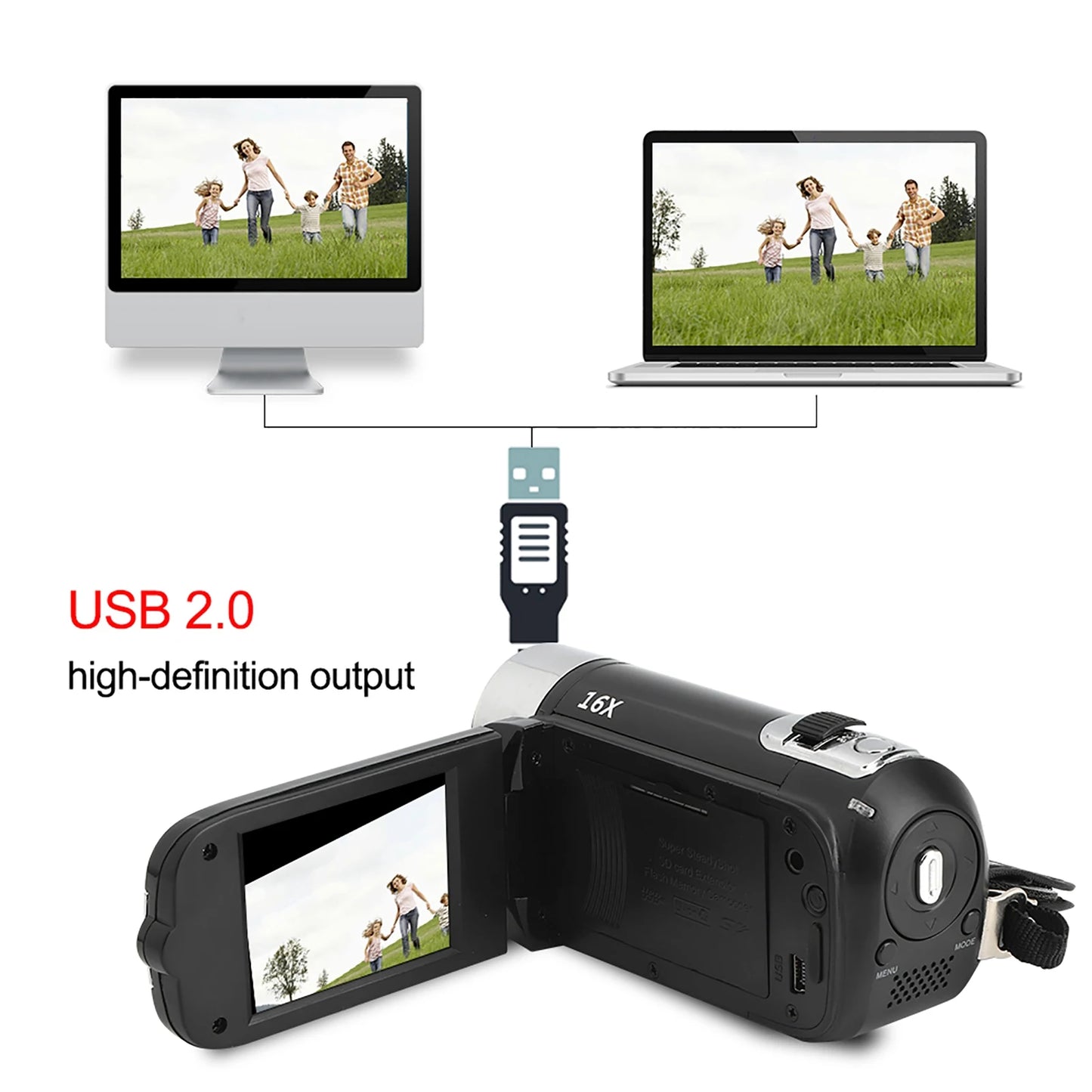 DH90 16X Digital Zoom 2.7 Inch Colorful Display High Definition Camera Video Shooting Camcorder DV