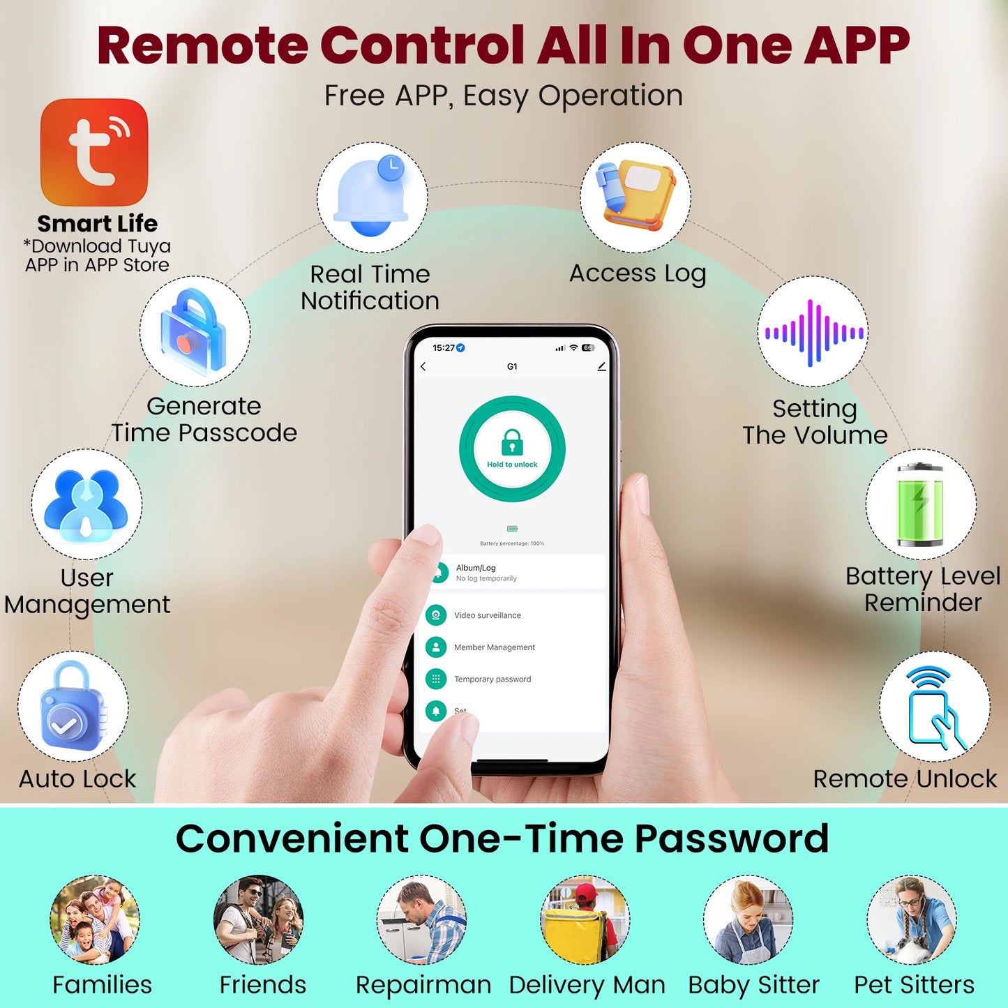 Smart Lock Keyless Entry Door Lock with Doorbell WiFi Fingerprint Door Lock Biometric Fingerprint Door Lock with IC Cards