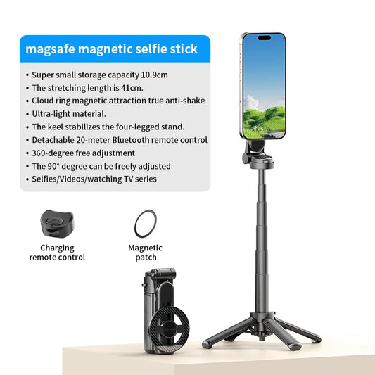 Mini Pocket Selfie Stick Tripod Stand with 360 Degree Rotation Phone Holder and Detachable Bluetooth Remote for Live Streaming