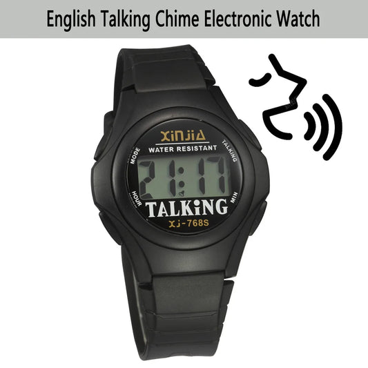 English Talking Watch for Blind Elderly Visually Impaired Digital Clock with Alarm and Time Chime Function