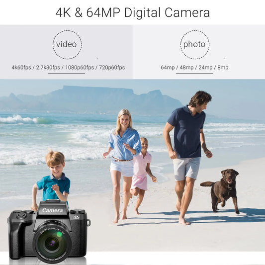 Digital Camera 4K 64MP Vlogging Camera