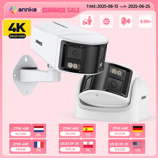 Annke Smart Home 180 Degree 8MP Duo POE Dual Lens Wide View Outdoor Video Camera 4K AI Human Detection 8MP Security CCTV Camera