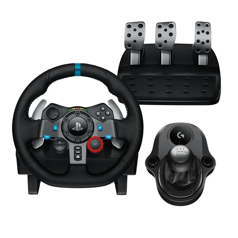G29 Driving Force Racing Wheel and Pedals with Force Feedback and G Driving Force Shifter for PS5 PS4 PC and Mac Black