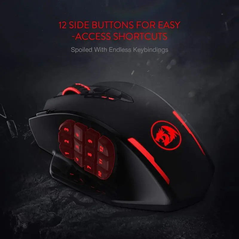 Redragon M913 Gaming Mouse 16000 DPI Wired 2.4GHz Wireless RGB Optical with 16 Programmable Buttons Black and White