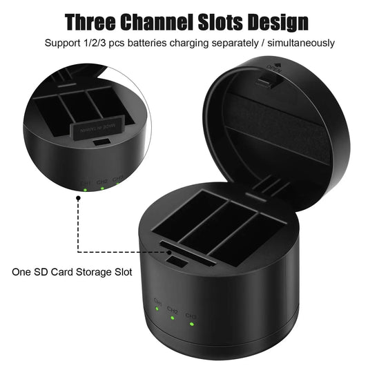 3 Pack 1220mAh Battery for GoPro Hero 8 with LCD 3 Slot Charger and Type C Port for GoPro Hero 8 and Hero 7 Sport Cameras