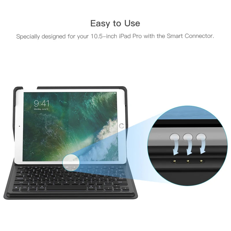 iPad Air Smart Keyboard for 10.5 Inch 2019 with Smart Connector Slim Shell Protective Cover Folio Case Stand Backlit Keys Shortcuts
