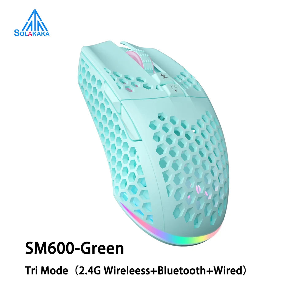 SM600 Wireless Gaming Mouse Ergonomic Design Rechargeable 3-Mode Connection Macro Software Zero Latency