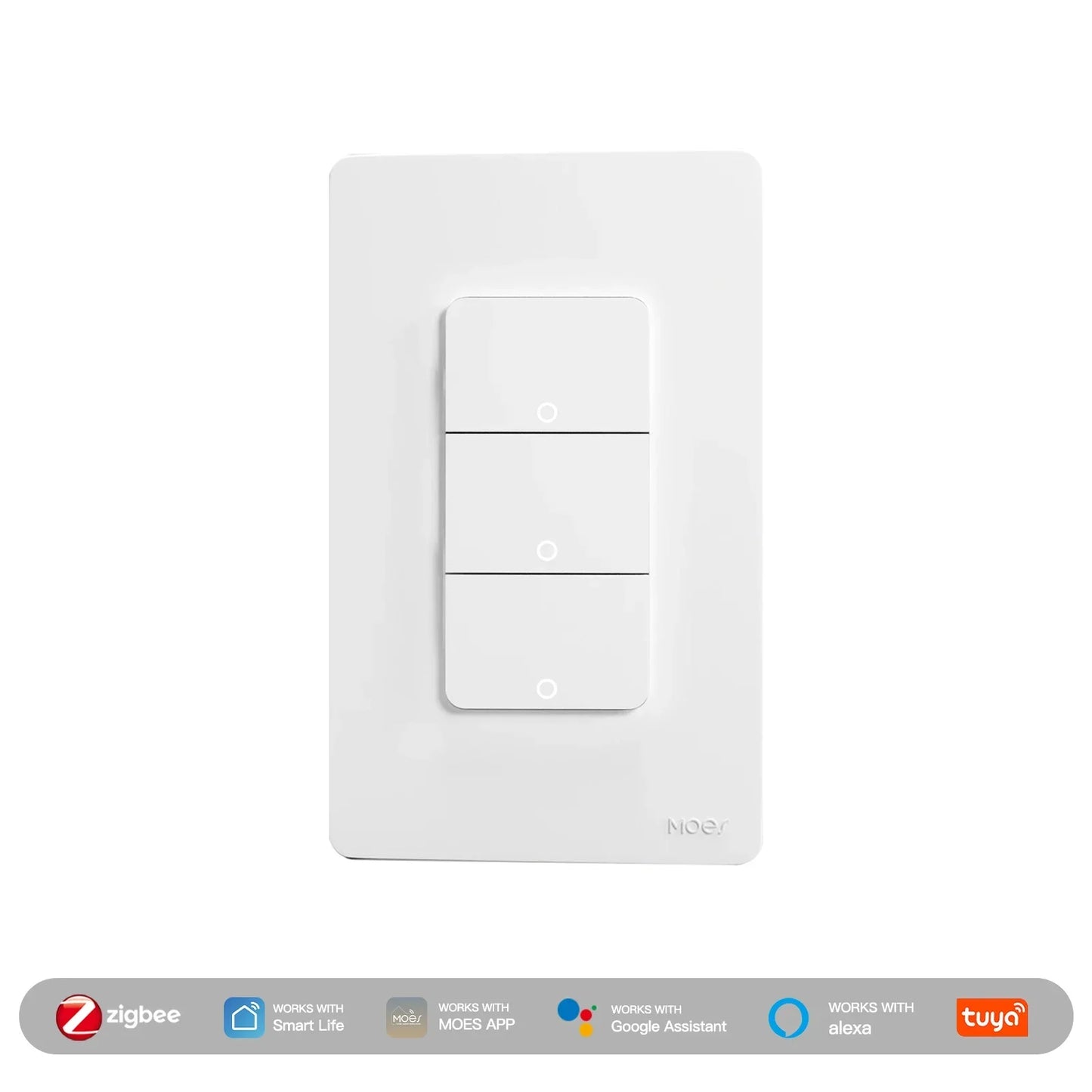 MOES Tuya ZigBee Smart Light Switch US Push Button Wall Switch Compatible With Alexa Google Home Neutral Wire No Neutral Wire Required