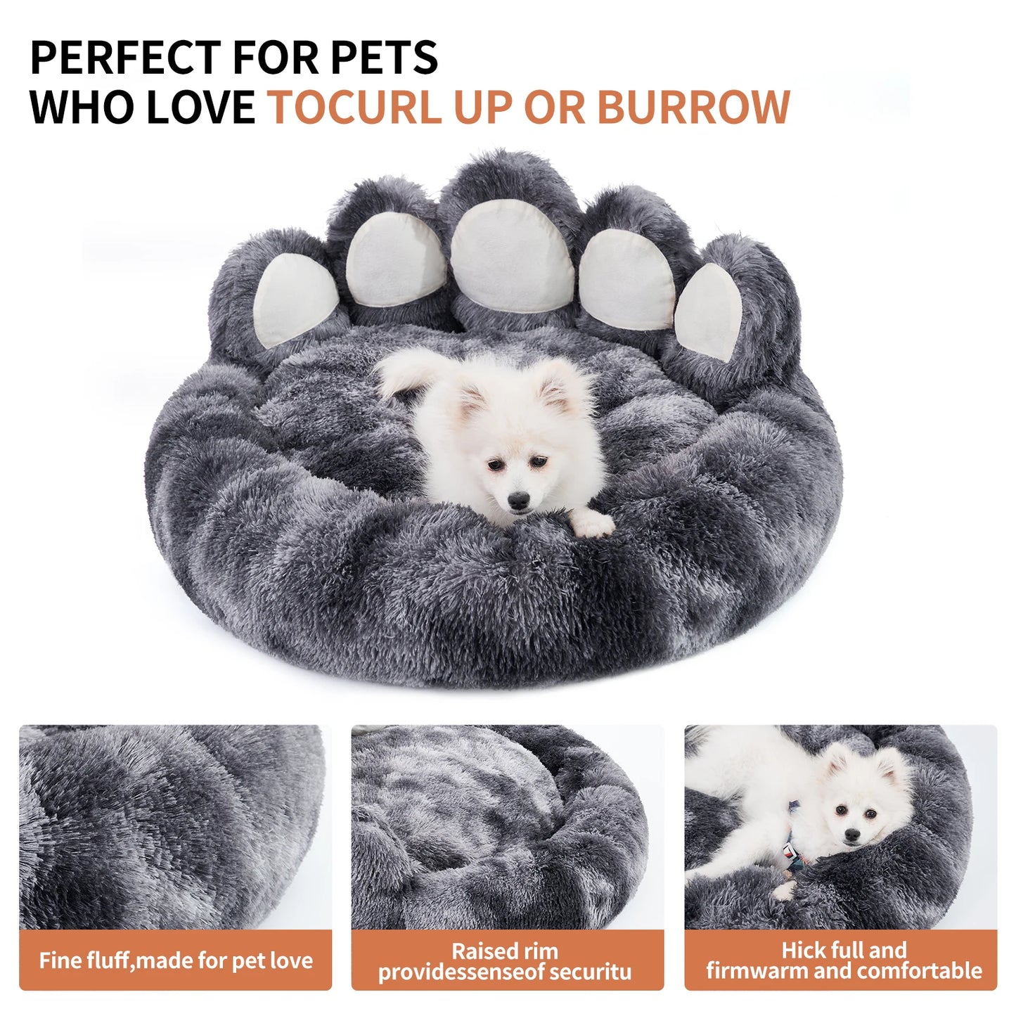Cozy Comfy Paw Shape Dog Bed Warm Cushion for Furry Friends Fluffy Cat Mat Deep Sleeping Thickened