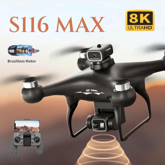S116 Max Drone Professional with Three Batteries 8K Dual Camera Optical Flow Brushless 360 Degree Obstacle Avoidance WIFI FPV RC Drone Toys