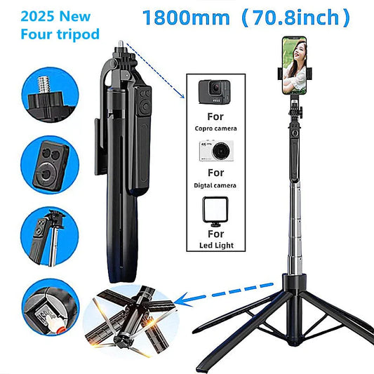 2025 New 1800mm Wireless Selfie Stick With Phone Holder Tripod For Smartphone Camera Stand And Bluetooth Shutter