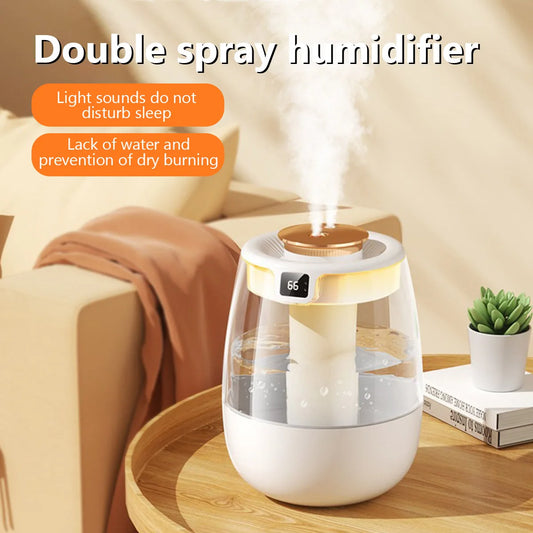 USB Portable Dual Nozzle Cold Fog Silent Humidifier with AI Intelligent Digital Display