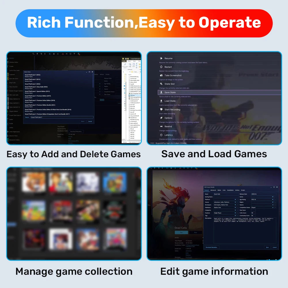 500GB Gaming HDD Retrobat Launchbox Playnite OS Retro Video Game Console for PS3 Switch Xbox PS2 Wii WiiU with 38200 Plus Games