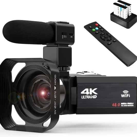 4K Video Camera Camcorder with 18X Digital Zoom 48MP Vlogging Camera for YouTube 3 Inch IPS 270 Degree Rotating Touchscreen