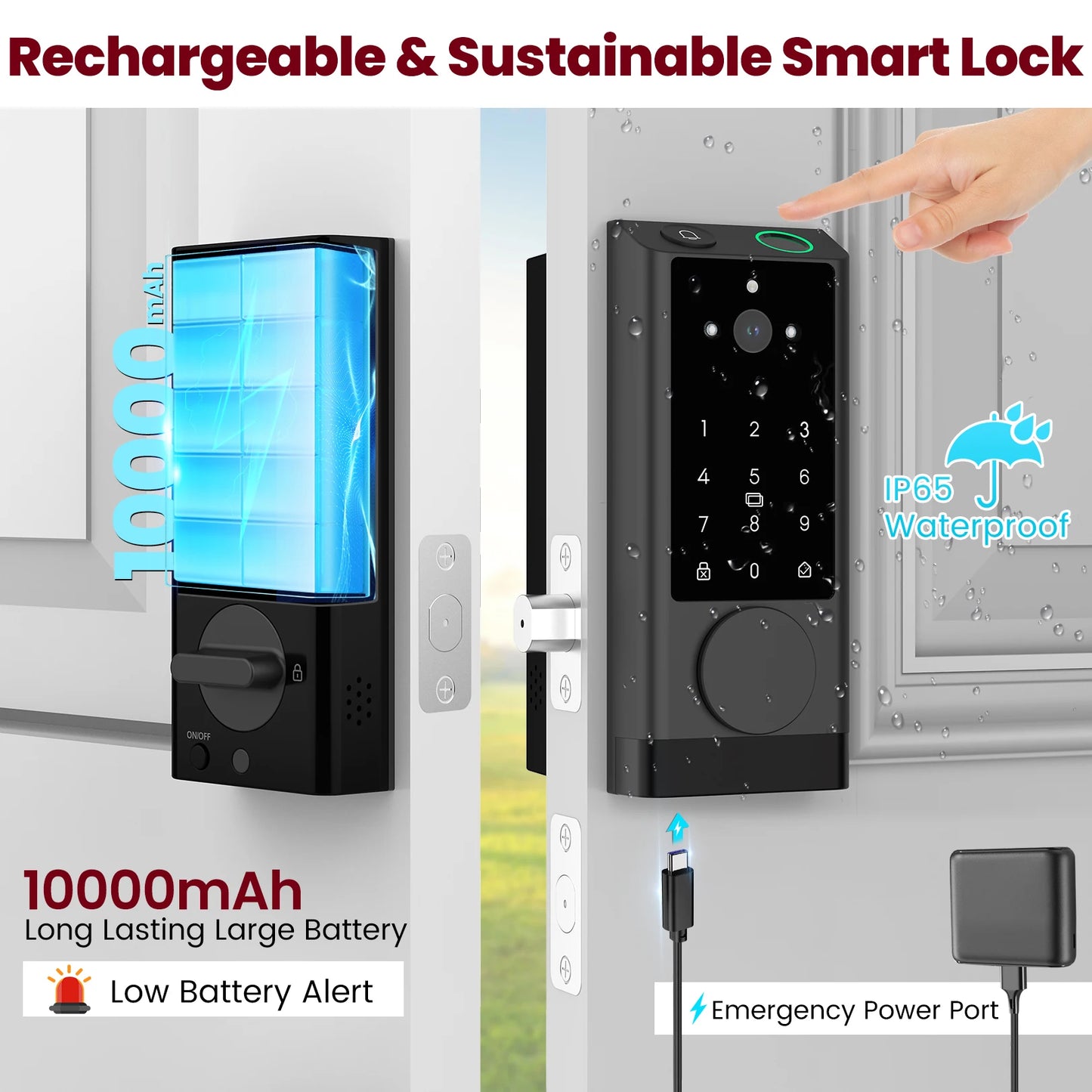 Smart Lock Keyless Entry Door Lock with Doorbell WiFi Fingerprint Door Lock Biometric Fingerprint Door Lock with IC Cards