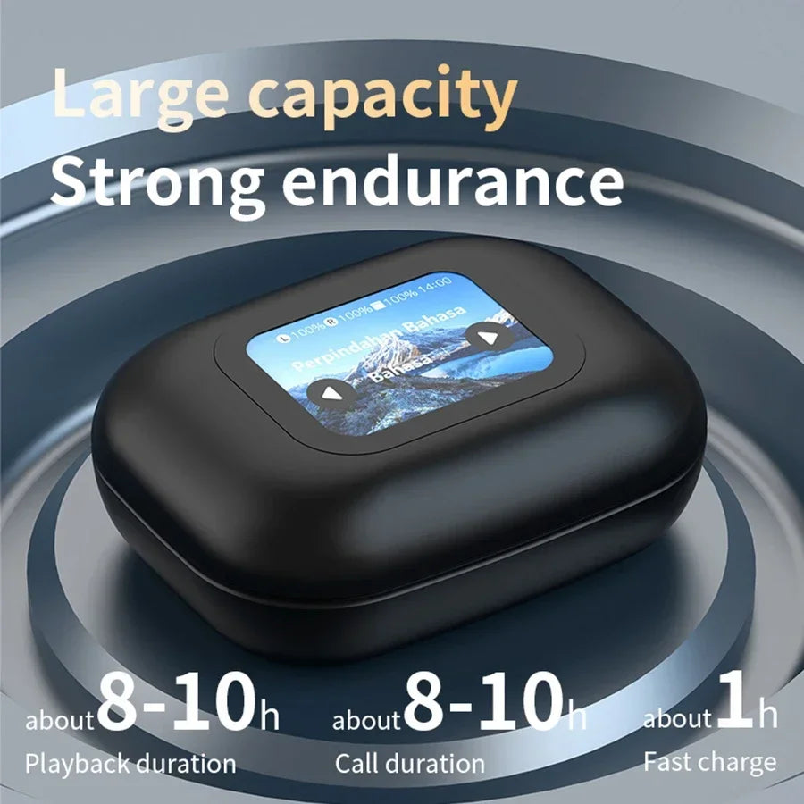 Okcsc AI Translation Headphones Bluetooth 5.4 Touch Color Screen Wireless Earphones Real Time Translation