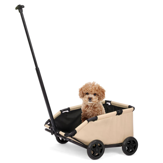 Small Pet Cart 4 Wheels Folding Dog Stroller Lightweight 360 Degree Rotating Trolley for Small Cats and Dogs