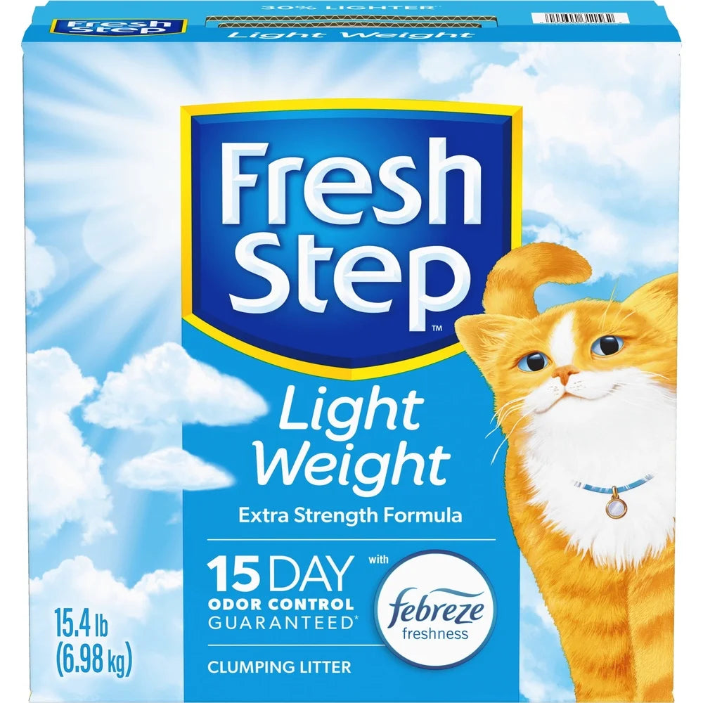 Lightweight Clumping Cat Litter with Febreze Odor Control 15 Days ClumpLock Technology Low Dust Easy Scoop Fresh Scent 30 Percent Lighter