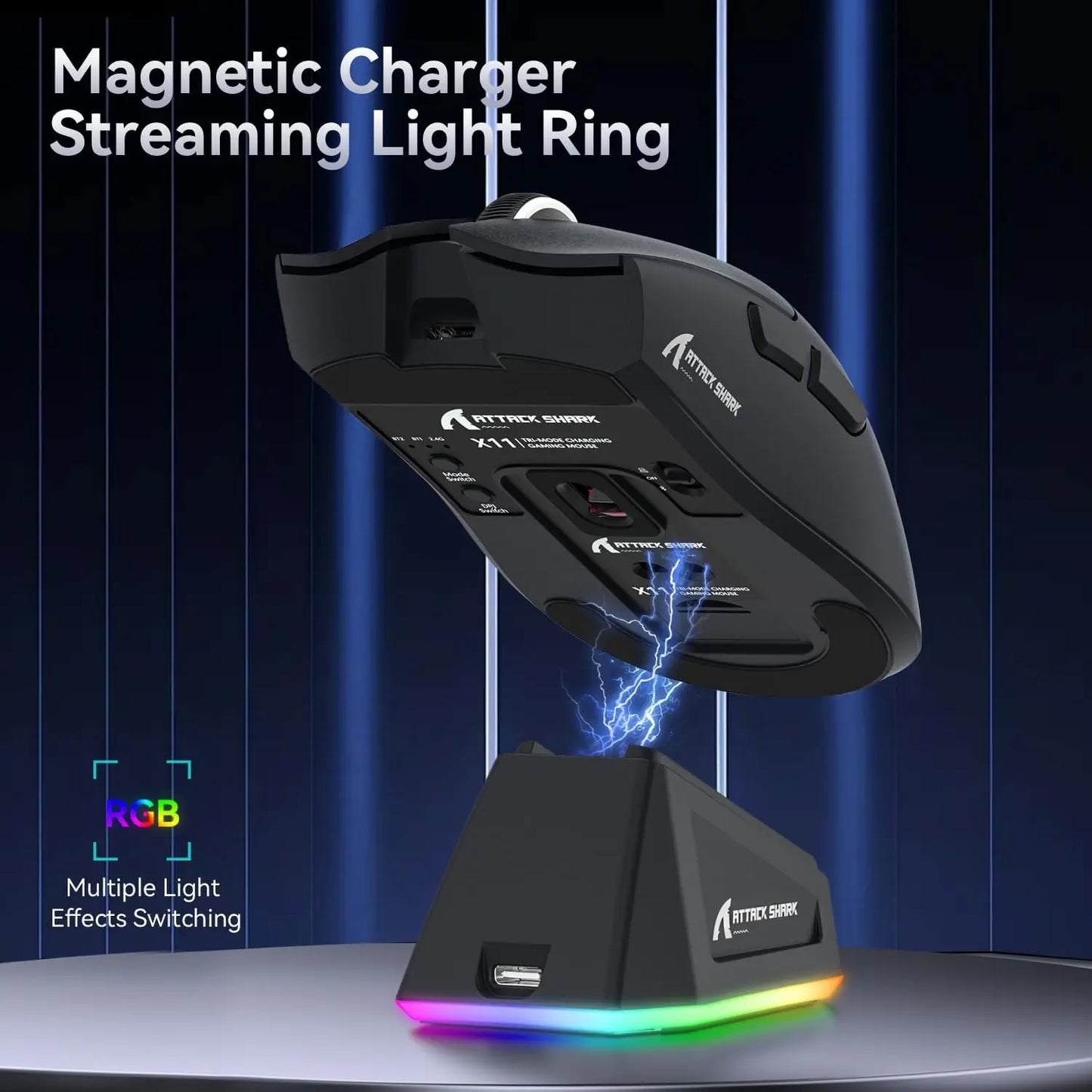 MAMBASNAKE x ATTACK SHARK X11 Gaming Mouse with Magnetic Charging Dock and PixArt PAW3311 Sensor