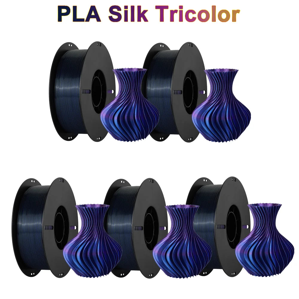 Tri Color Dual Color Silk Rainbow PLA Filament 1.75mm ±0.03mm Accuracy 3D Printer Filament Compatible with Most FDM Printers