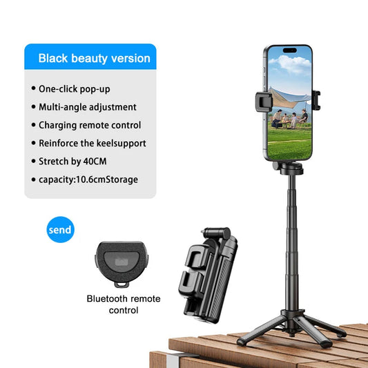 Mini Pocket Selfie Stick Tripod Stand 360 Degree Rotation Phone Holder With Detachable Bluetooth Remote