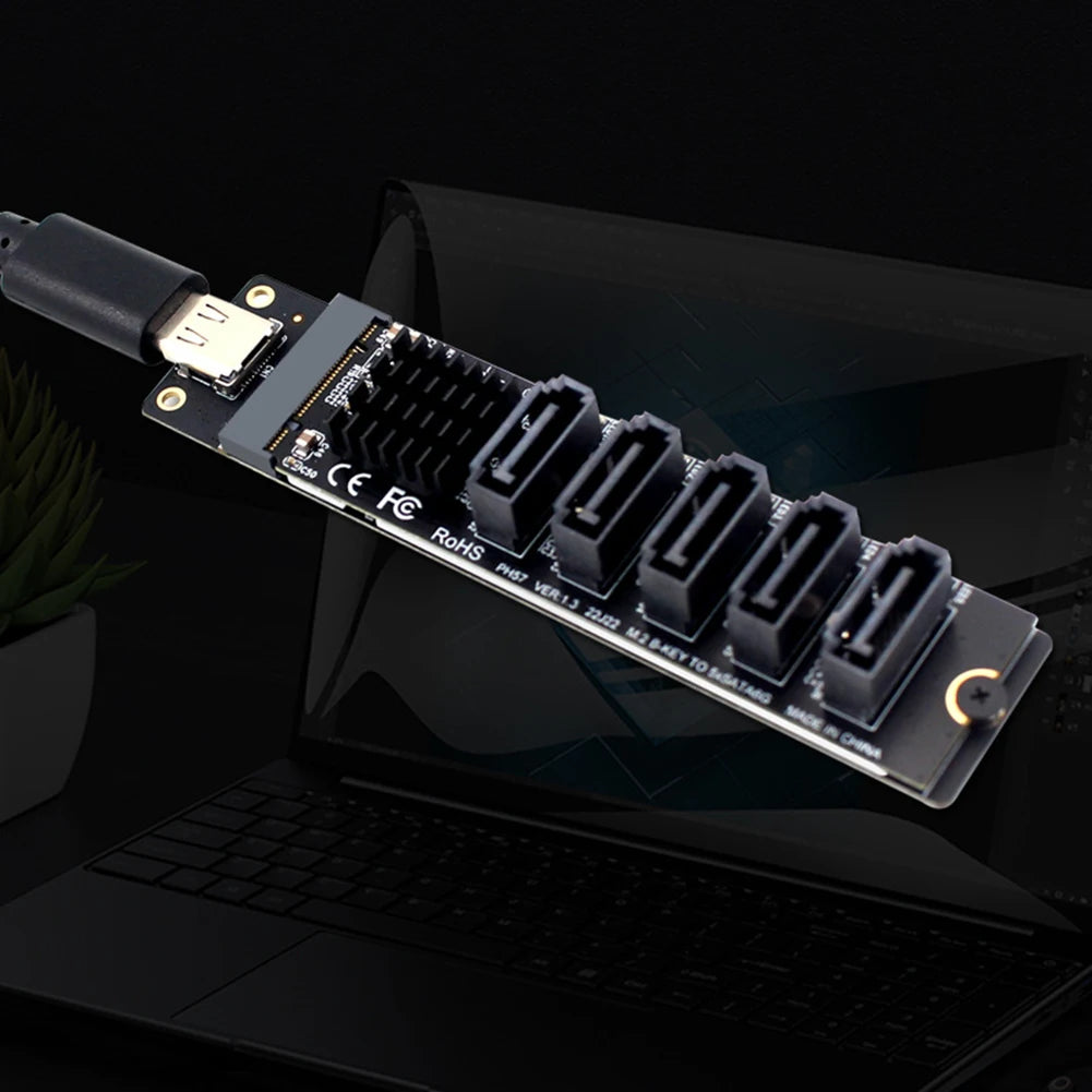 Type C To 5-Port SATA 3.0 Adapter Card 6Gbps JM575 JMS580 Chip USB C To SATA 3.0 Expansion Card For PC Computer