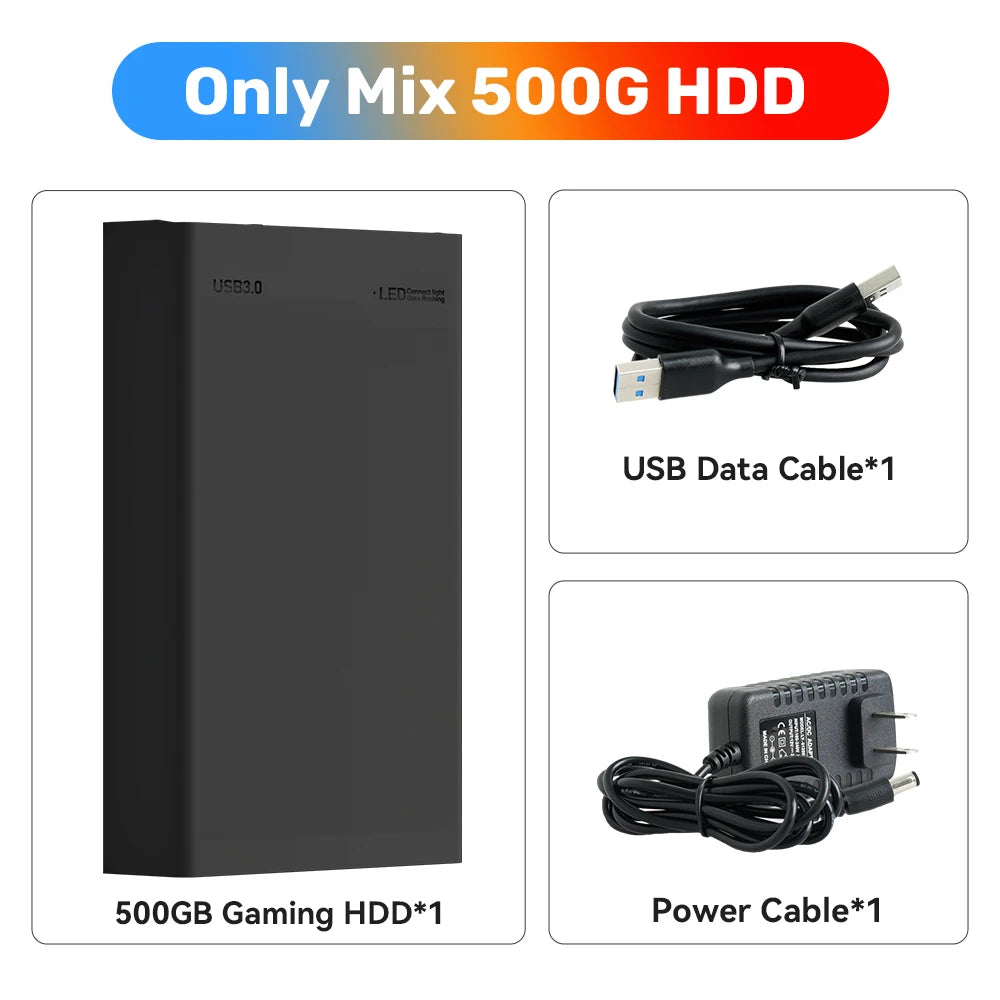 500GB Gaming HDD Retrobat Launchbox Playnite OS Retro Video Game Console for PS3 Switch Xbox PS2 Wii WiiU with 38200 Plus Games