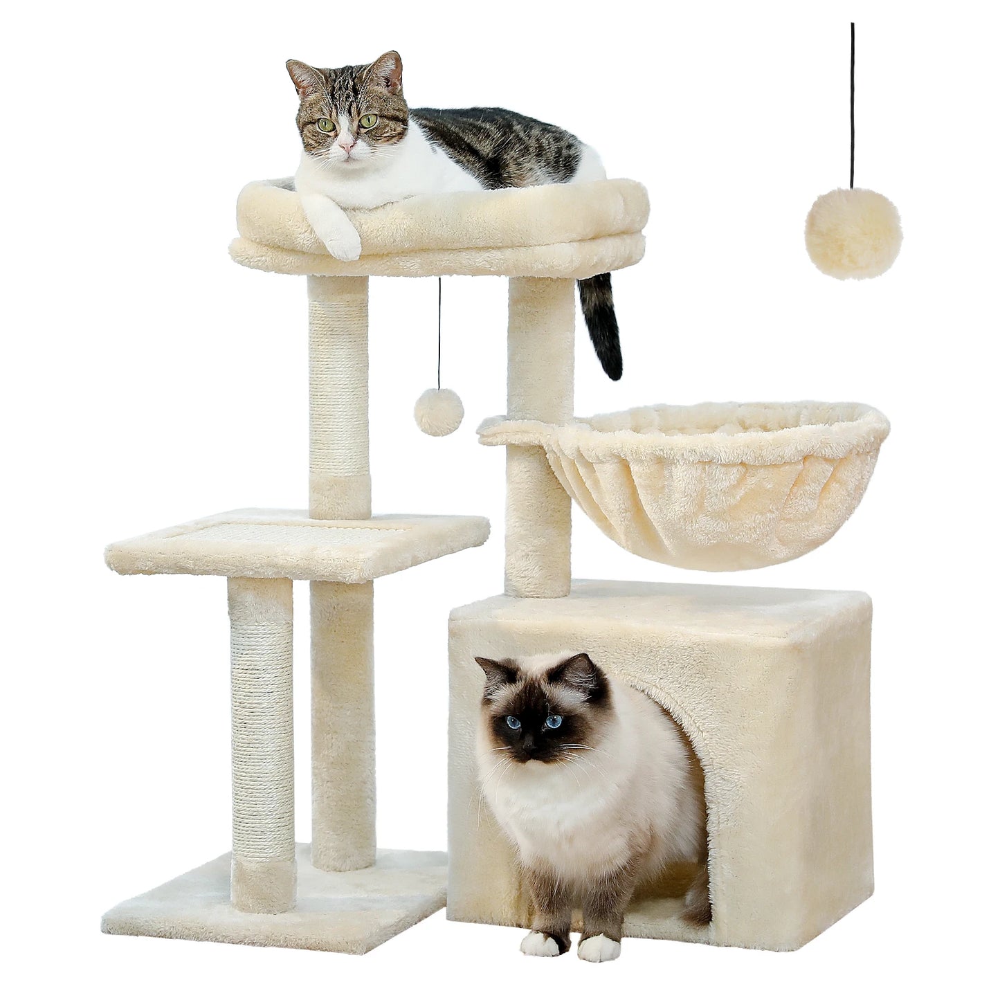 Cat Tree Cat Tower for Indoor Cats with Scratching Posts Big Hammock and Removable Top Perch in Grey