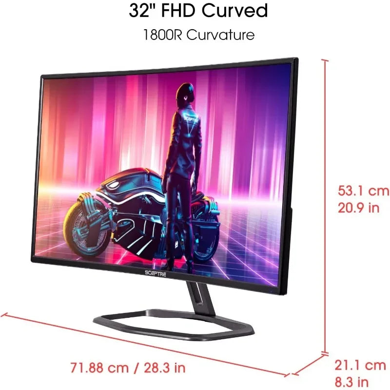 Sceptre Curved 32 Inch FHD 1080p Gaming Monitor Up to 240Hz 1ms 99 Percent sRGB AMD FreeSync with Built-in Speakers HDMI x3 Displayport Machine Black