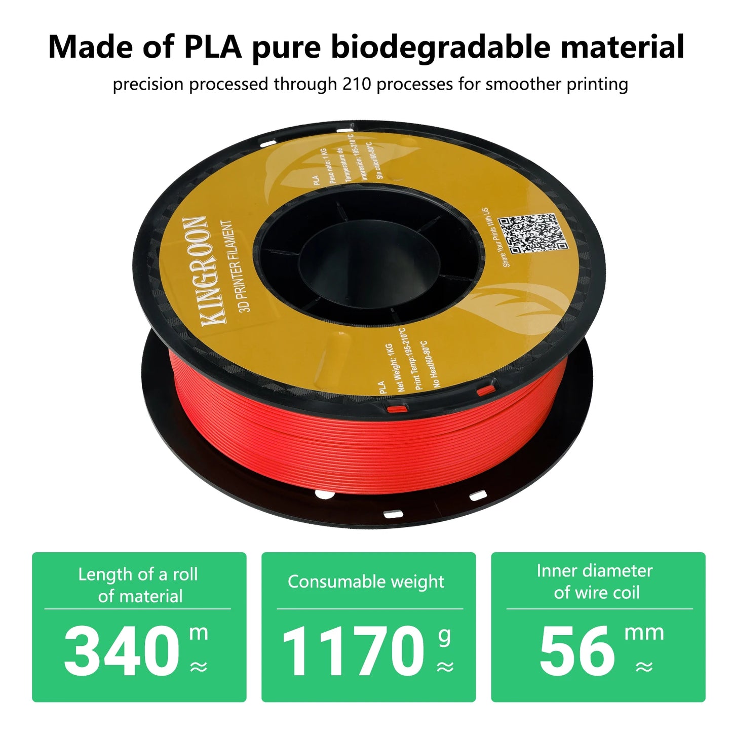 Kingroon 22 Pounds PETG PLA Filament 3D Printer Filament 10 Rolls 1 Kilogram 1.75 Millimeter Eco Friendly Good Toughness Mix Color Free Shipping