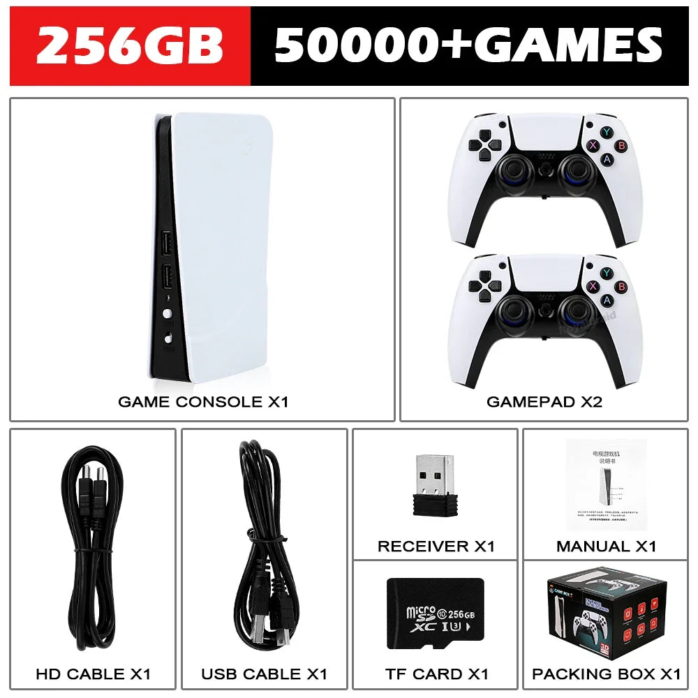 GB5 Video Game Console 256GB 128GB 64GB 50000 Retro Games HD TV Game Box Two Gamepads for PS1 PPSPP MAME Arcade Gaming Stick