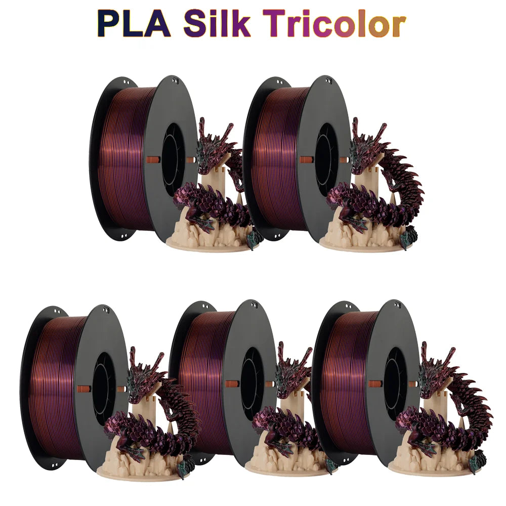 Tri Color Dual Color Silk Rainbow PLA Filament 1.75mm ±0.03mm Accuracy 3D Printer Filament Compatible with Most FDM Printers