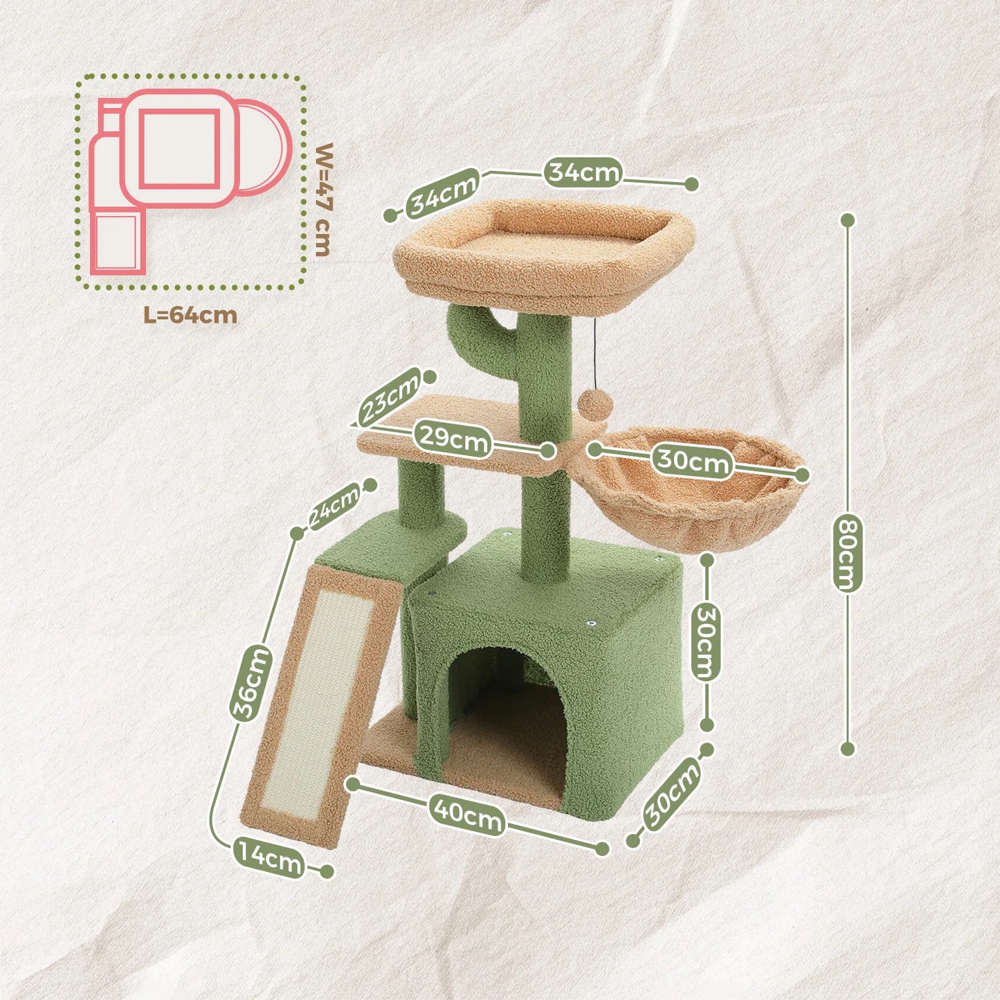 Cat Tree Cat Tower for Indoor Cats with Scratching Posts Big Hammock and Removable Top Perch in Grey