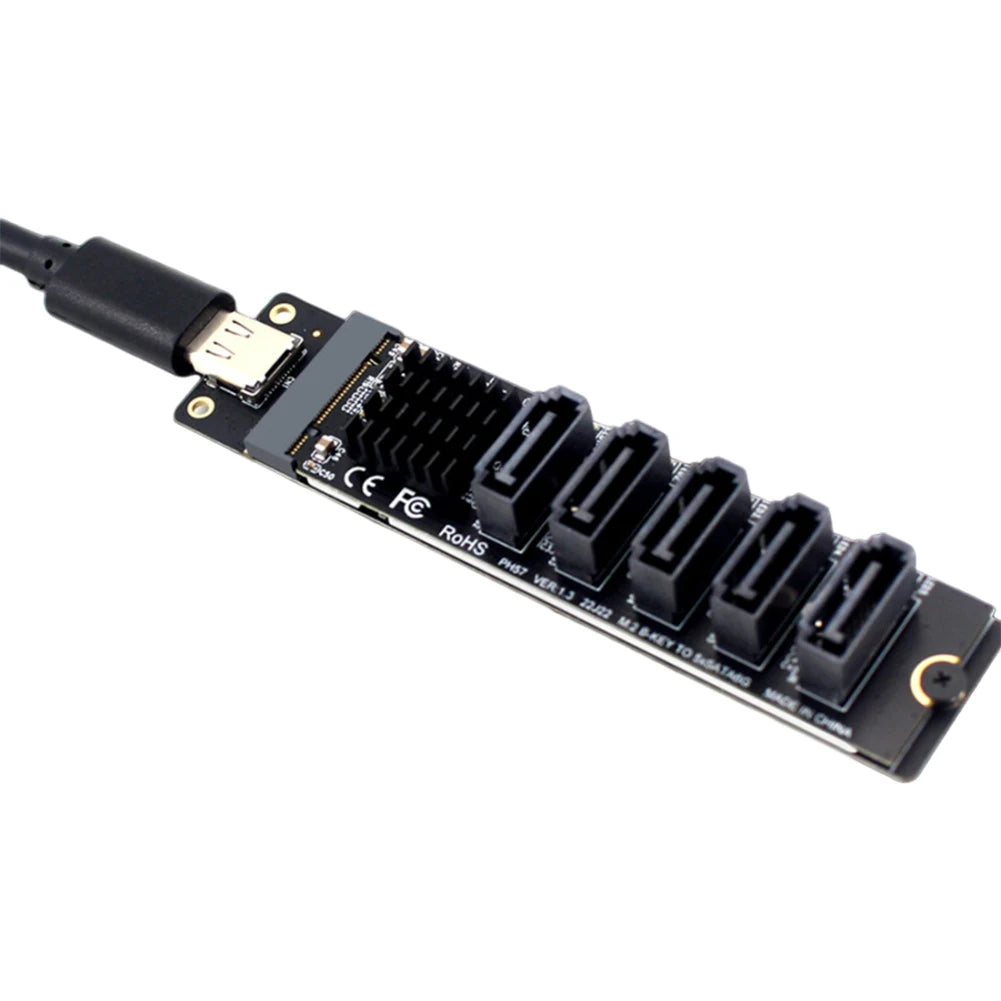 Type C To 5-Port SATA 3.0 Adapter Card 6Gbps JM575 JMS580 Chip USB C To SATA 3.0 Expansion Card For PC Computer