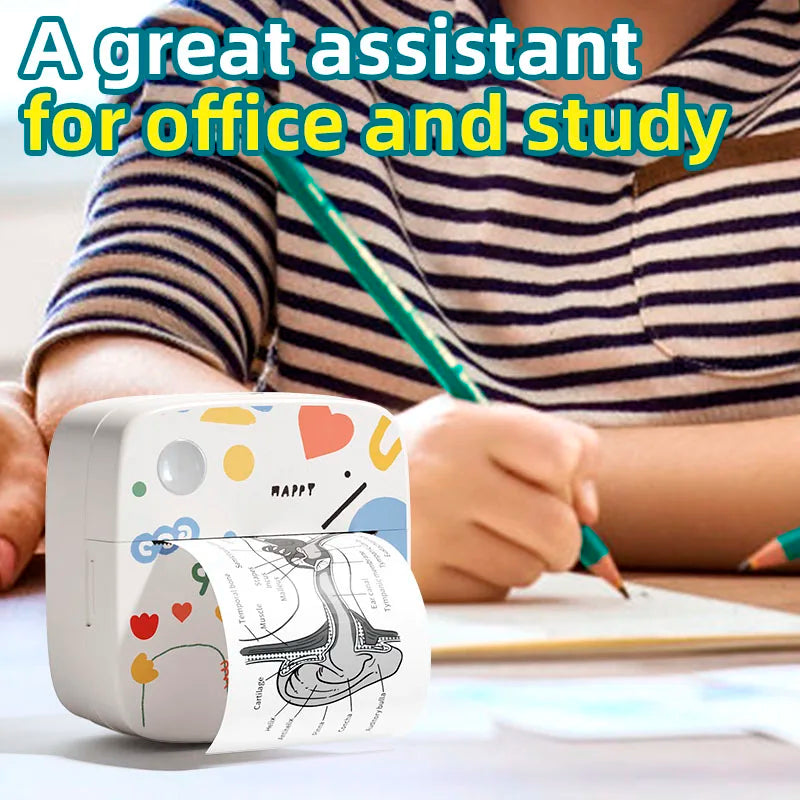 B4 Mini Portable Printer For Photo With 8 Roll Sticker Thermal Color Pocket Label Maker Bluetooth Office Printing