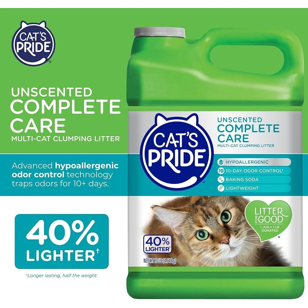 Premium Lightweight Clumping Cat Litter Hypoallergenic Odor Control Unscented Multi Cat Formula 10 Days Lasting Safe for Sensitive Cats