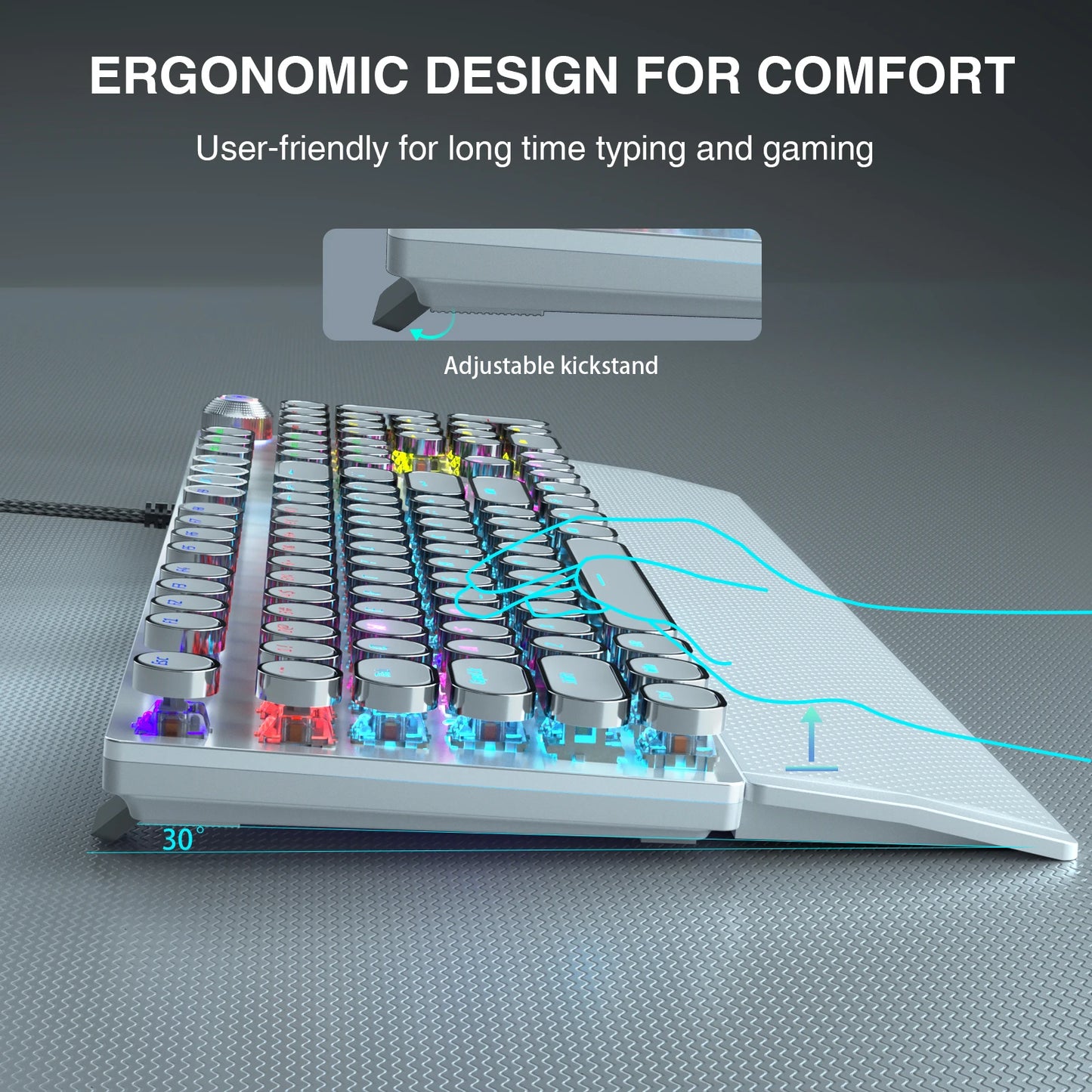 F2088 Mechanical Keyboard 104 Keys Blue Mechanical Switch RGB Backlit Ergonomic Design