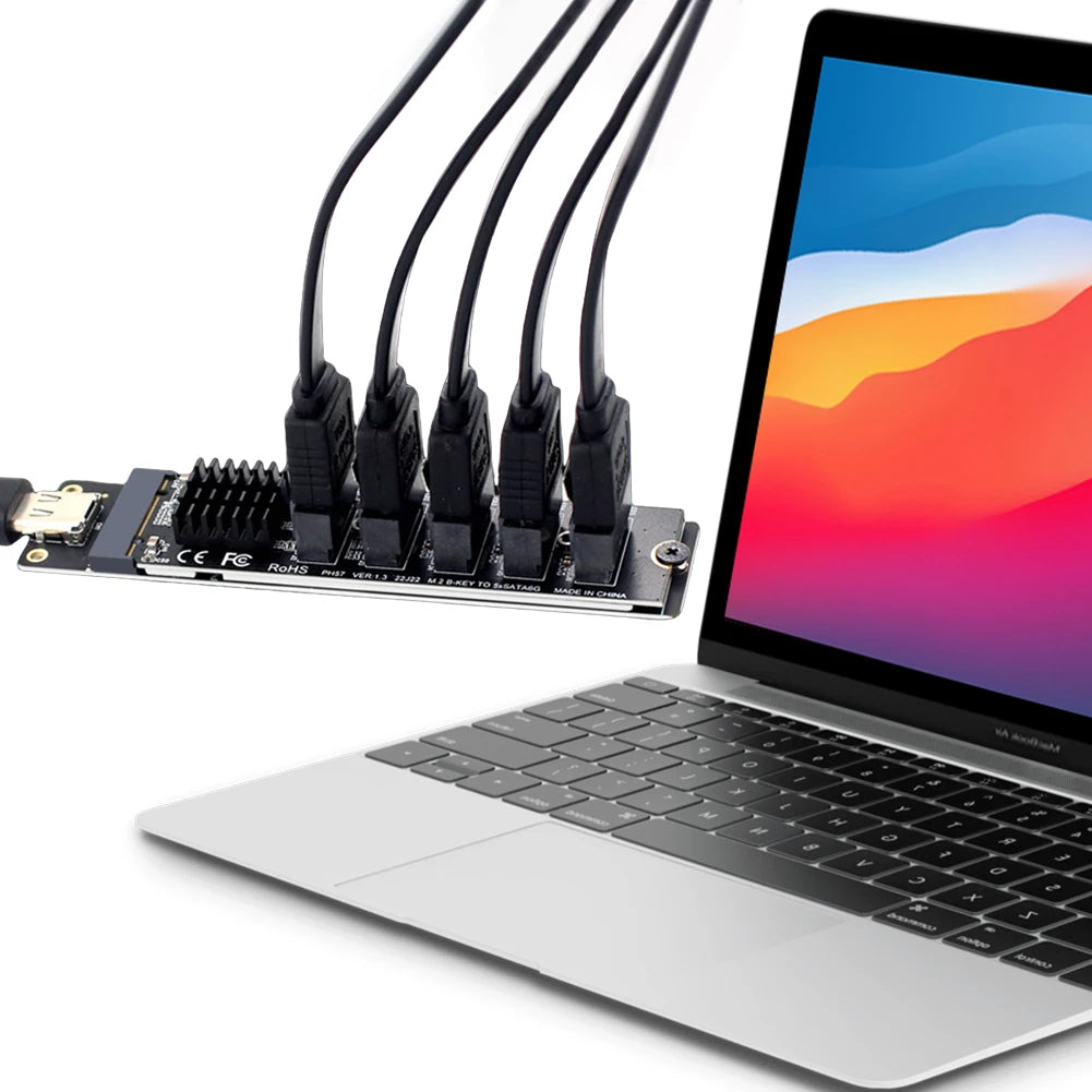 Type C To 5-Port SATA 3.0 Adapter Card 6Gbps JM575 JMS580 Chip USB C To SATA 3.0 Expansion Card For PC Computer