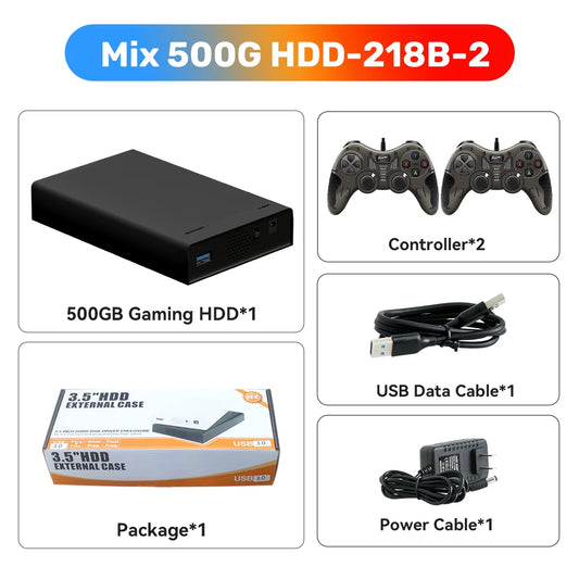 500GB Gaming HDD Retrobat Launchbox Playnite OS Retro Video Game Console for PS3 Switch Xbox PS2 Wii WiiU with 38200 Plus Games