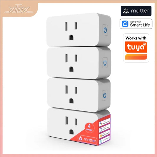 Matter WiFi Mini Smart Socket 10A US Timing Wireless Voice Control Smart Life App Compatible with Tuya HomeKit Alexa Google Home