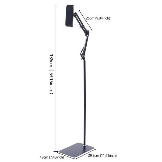 360 Degree Rotating Mobile Phone Stand Universal Tablet Floor Adjustable Holder Clamp For 4 To 17 Centimeter Phones