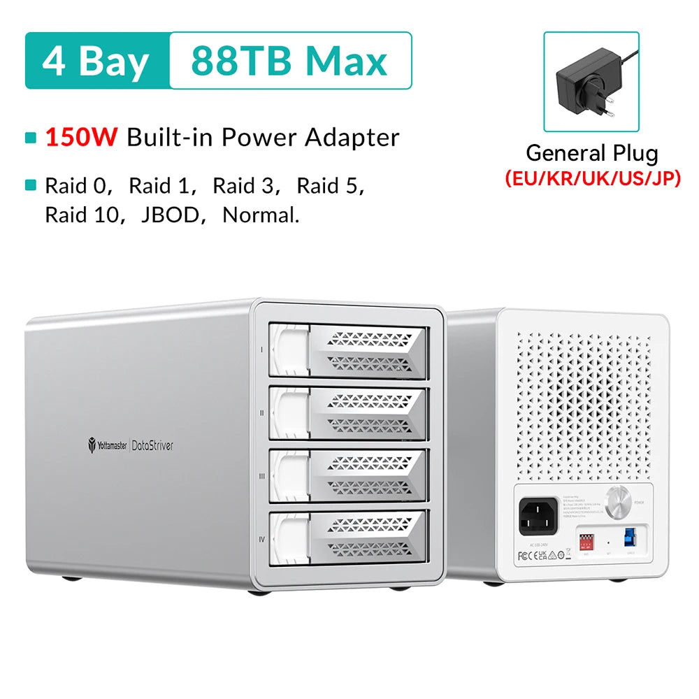 Yottamaster 150W Power 2 Bay 4 Bay 5 Bay 5Gbps RAID USB 3.0 2.5 Inch 3.5 Inch SATA SSD HDD Docking Station With Cooling Fan
