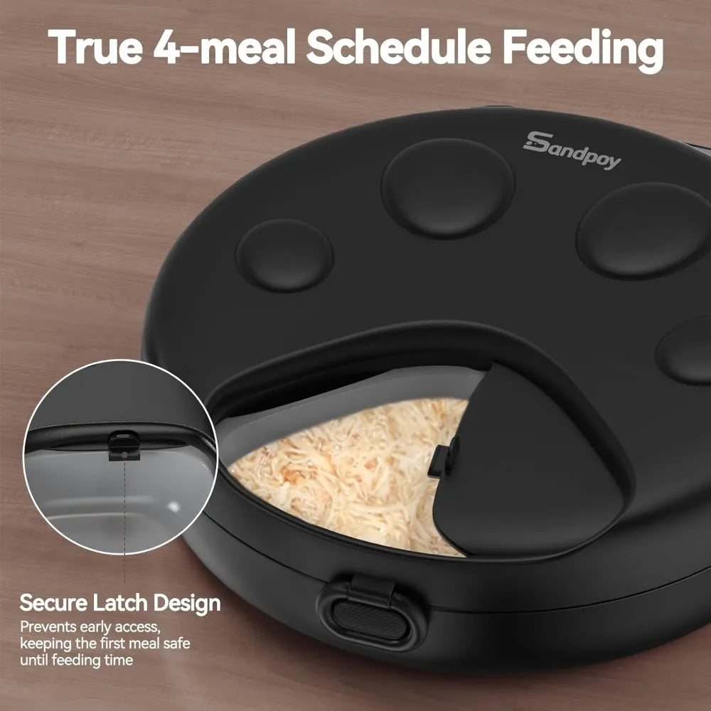 Automatic Cat Feeder Wet Food Dispenser Cordless Four Meals