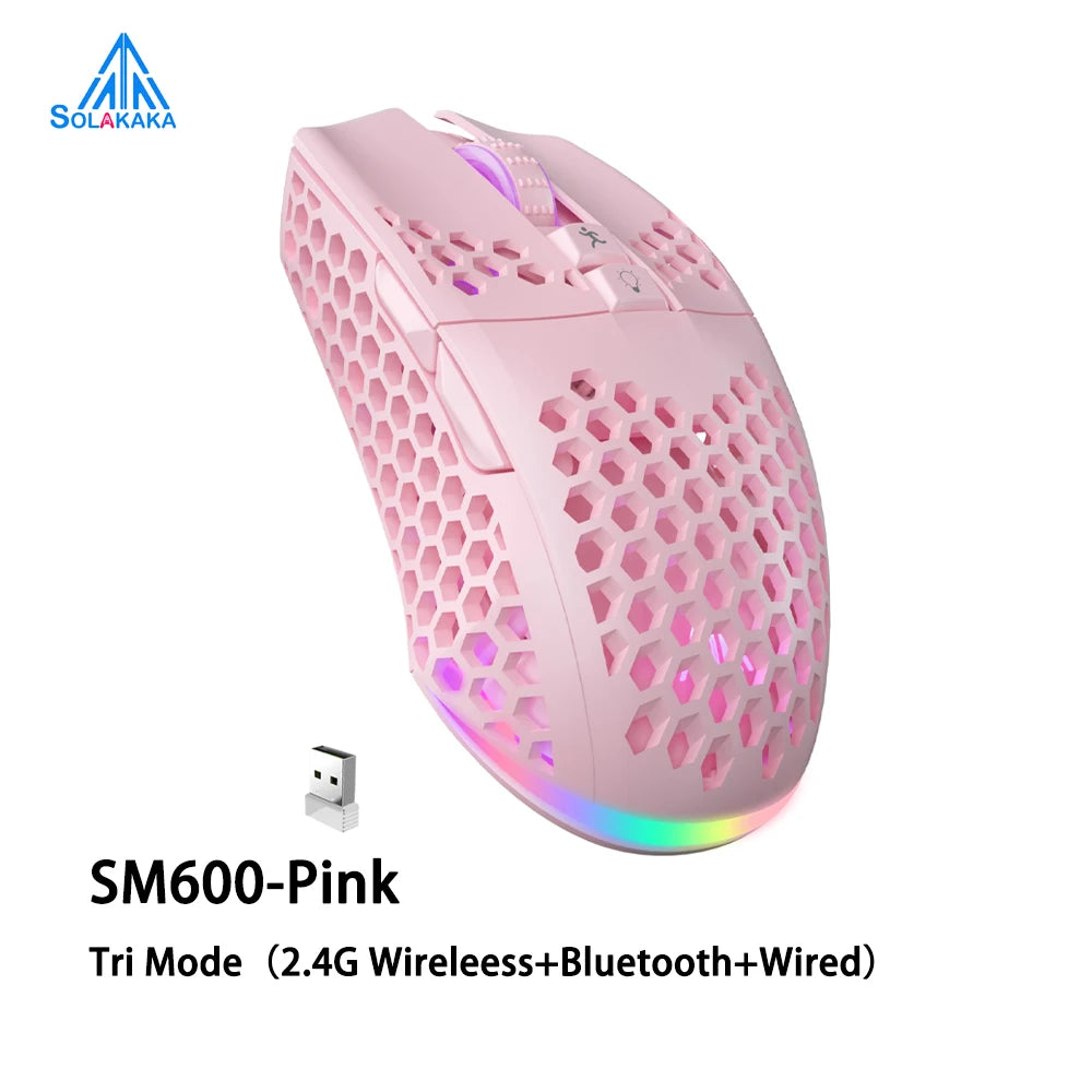 SM600 Wireless Gaming Mouse Ergonomic Design Rechargeable 3-Mode Connection Macro Software Zero Latency