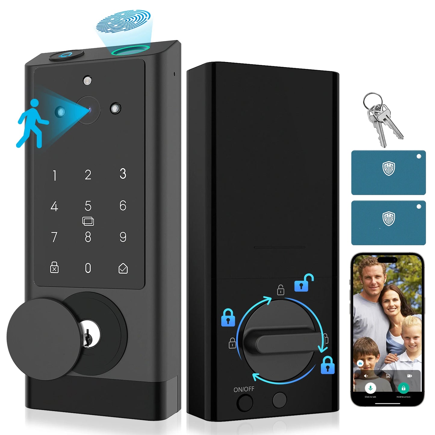 Smart Lock Keyless Entry Door Lock with Doorbell WiFi Fingerprint Door Lock Biometric Fingerprint Door Lock with IC Cards