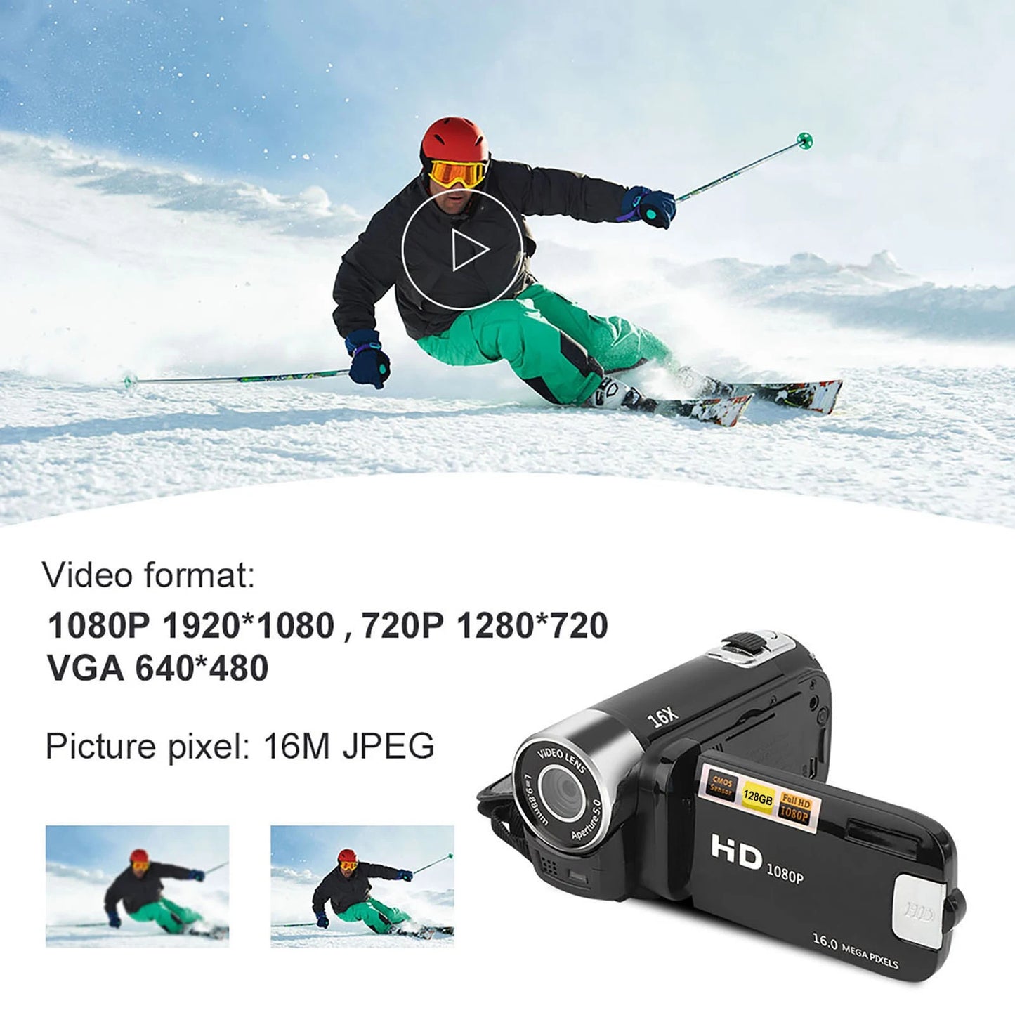 DH90 16X Digital Zoom 2.7 Inch Colorful Display High Definition Camera Video Shooting Camcorder DV