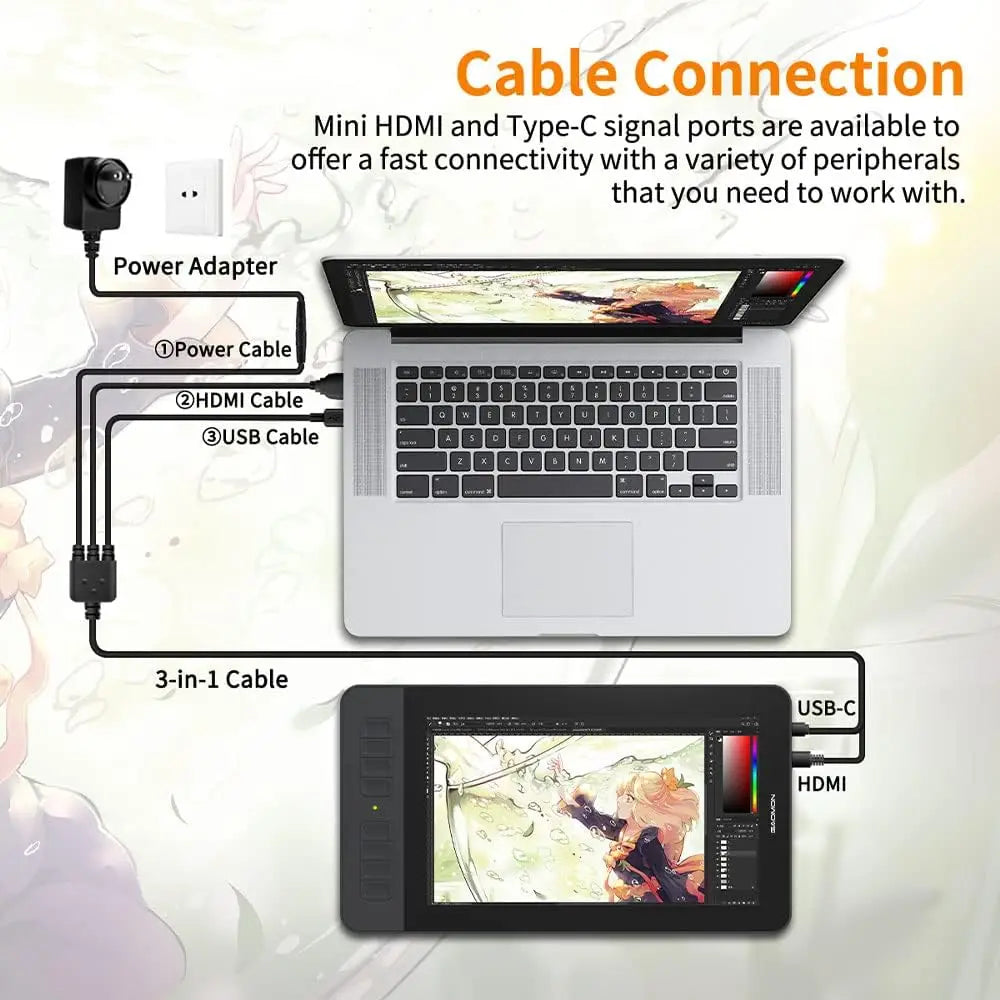 11.6 Inch Gaomon PD1161 Graphics Tablet Drawing Pen Display with AG Protect Film Portable Monitor for Beginner Artists