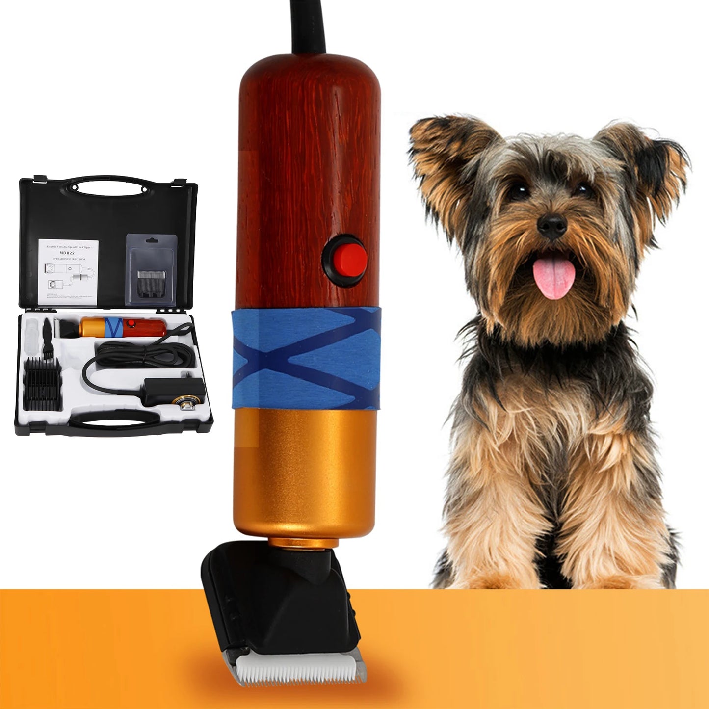 220V 36W Corded Electric Pet Clippers for Long-Haired Cats and Dogs with Nylon Steel Ceramic Blade and Speed Range 1000-6600rpm