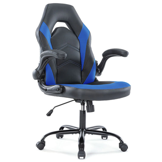 JHK Ergonomic Office Computer Gaming Desk Chair Adjustable PU Leather Racing Chair with Flip-Up Armrest
